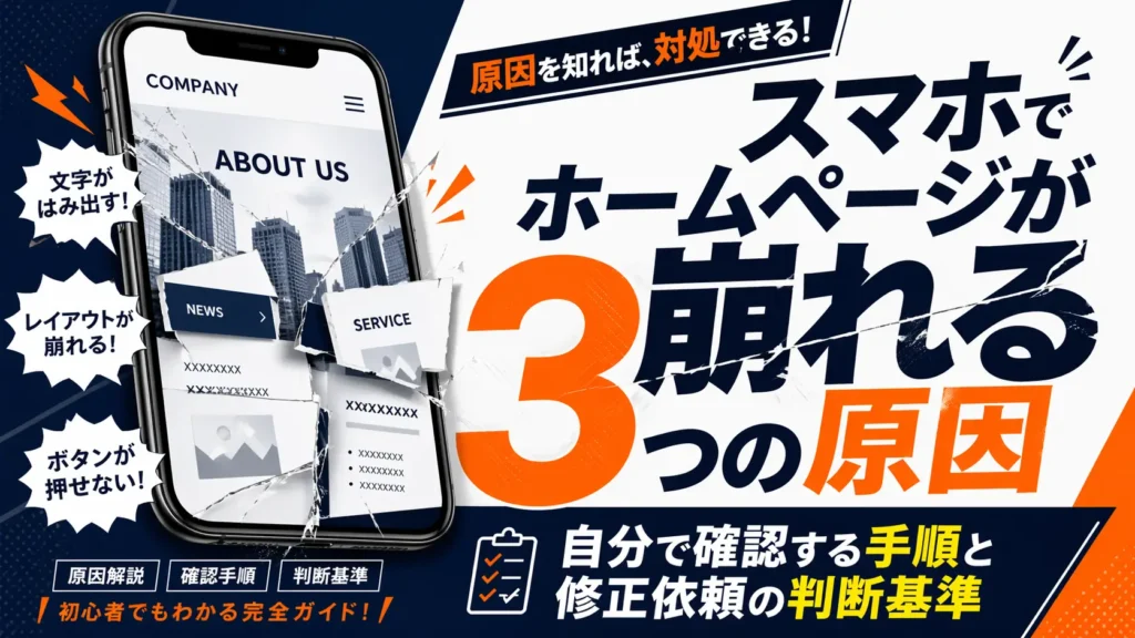 スマホでホームページが崩れる3つの原因
