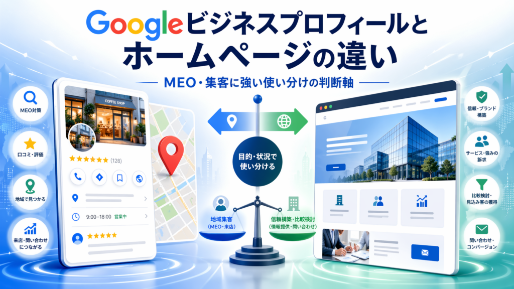 googleビジネスプロフィールとホームページの違い