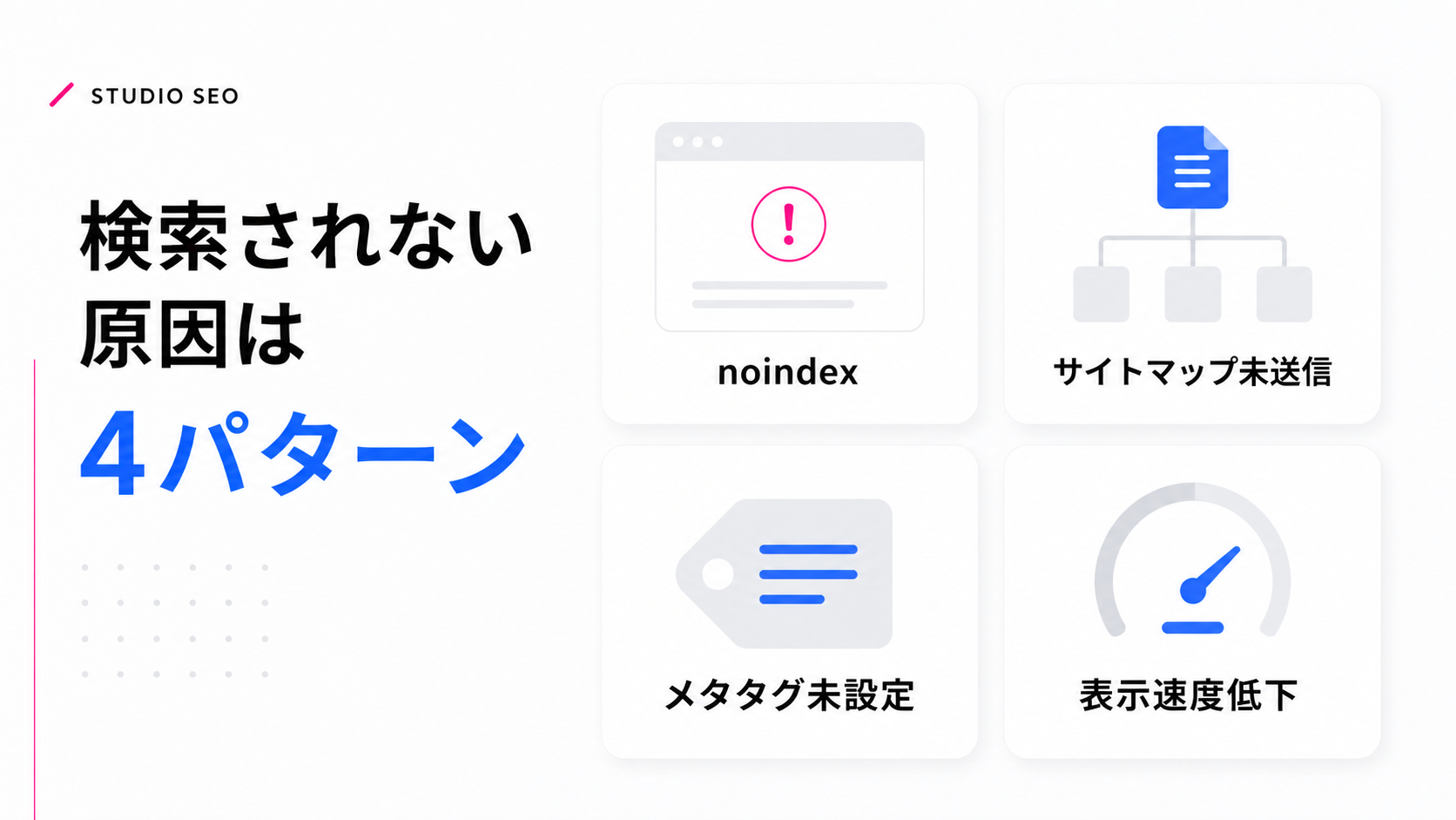 検索されない原因は主に4パターン