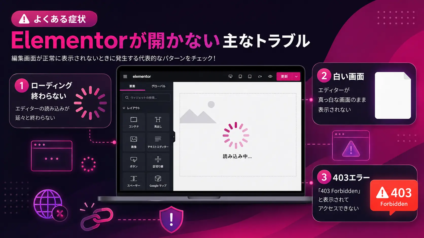 elementorのよくあるトラブル