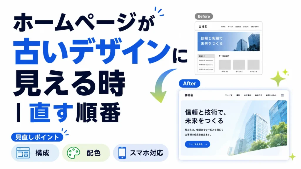 ホームページが古いデザインに見える時に直す順番を解説